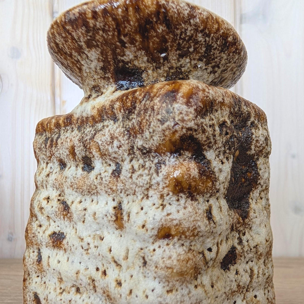 Vest Keramiek Fat Lava Vase, Van Woerden Gouda Netherlands, Rectangular Dutch Pottery, 1970s