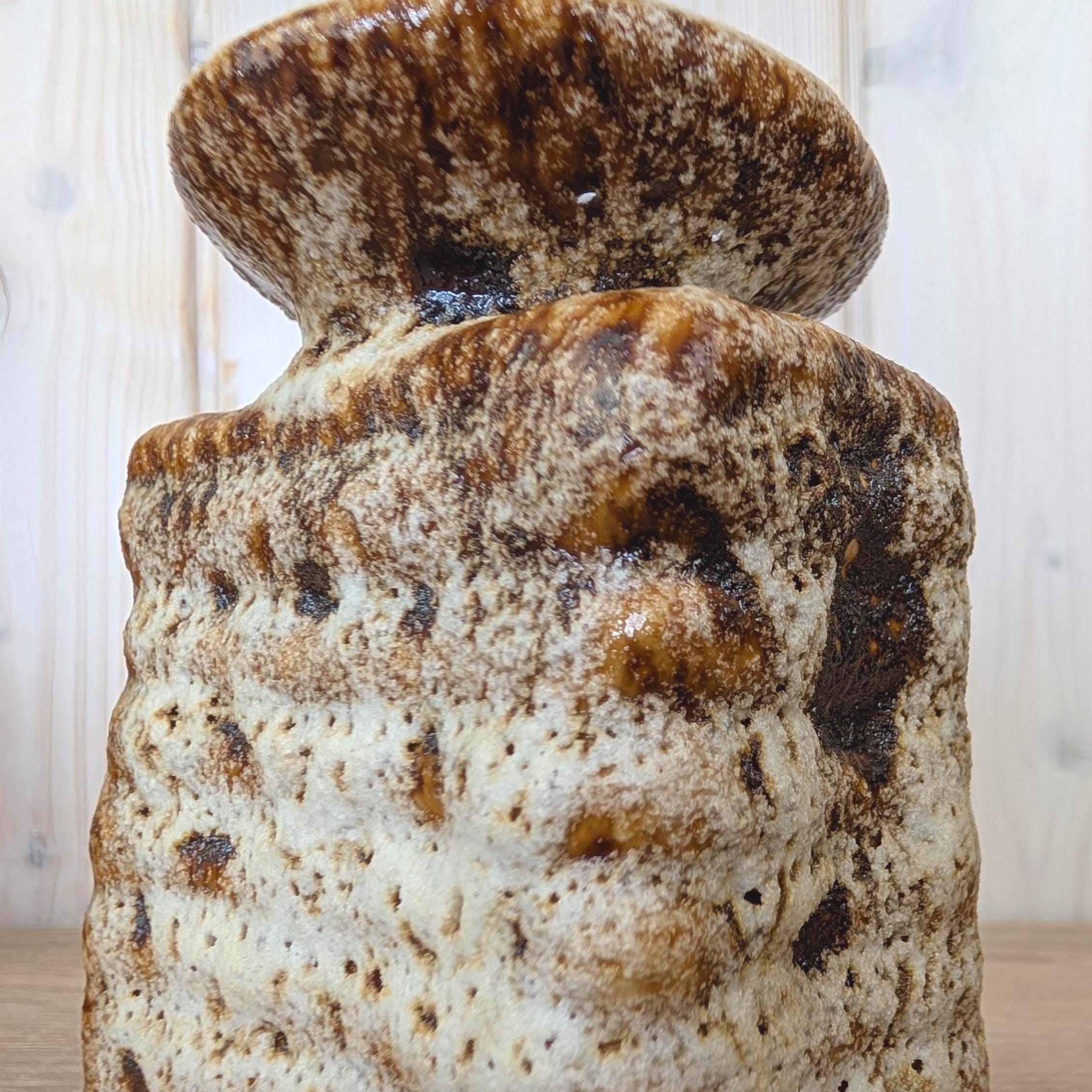 Vest Keramiek Fat Lava Vase, Van Woerden Gouda Netherlands, Rectangular Dutch Pottery, 1970s