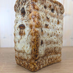 Vest Keramiek Fat Lava Vase, Van Woerden Gouda Netherlands, Rectangular Dutch Pottery, 1970s