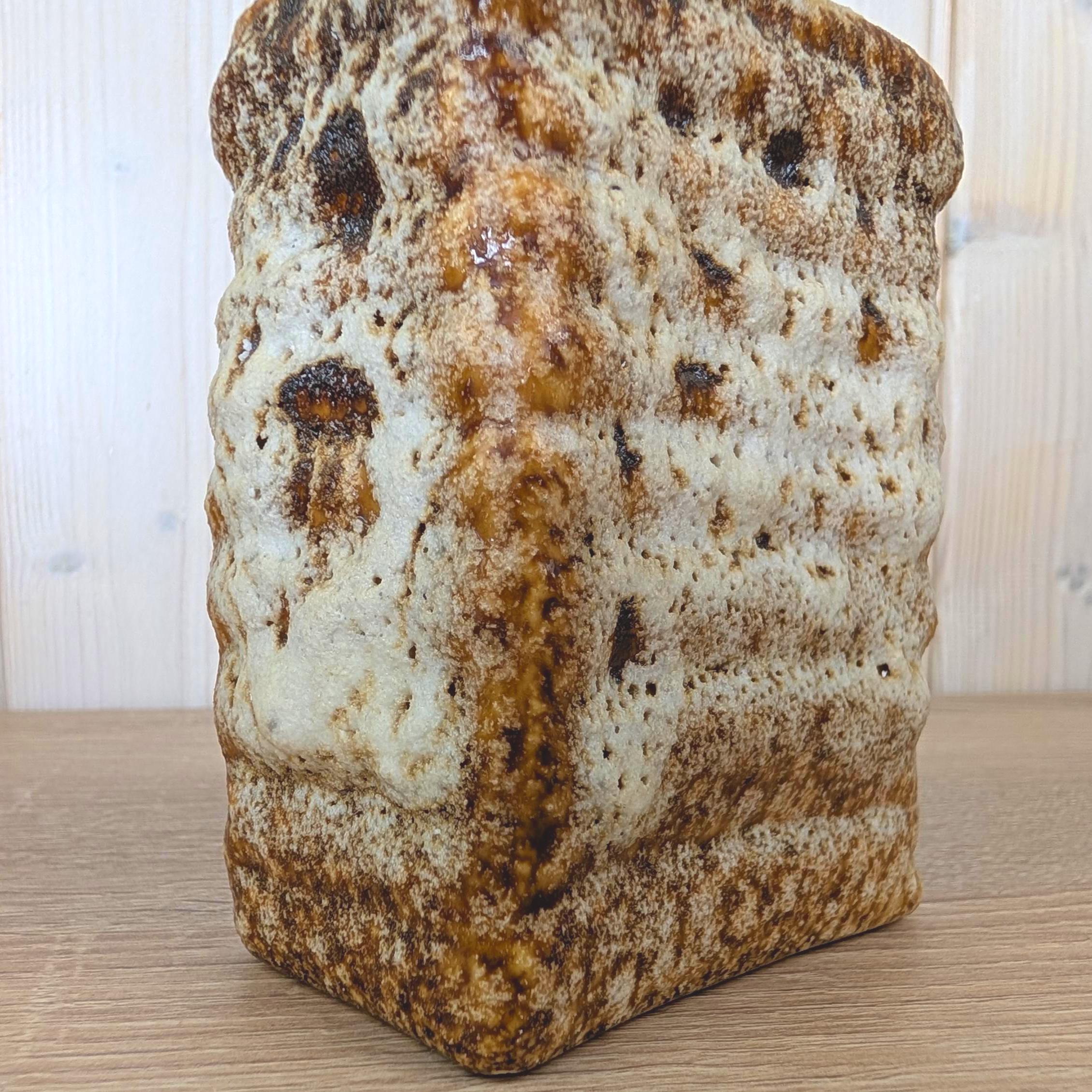 Vest Keramiek Fat Lava Vase, Van Woerden Gouda Netherlands, Rectangular Dutch Pottery, 1970s