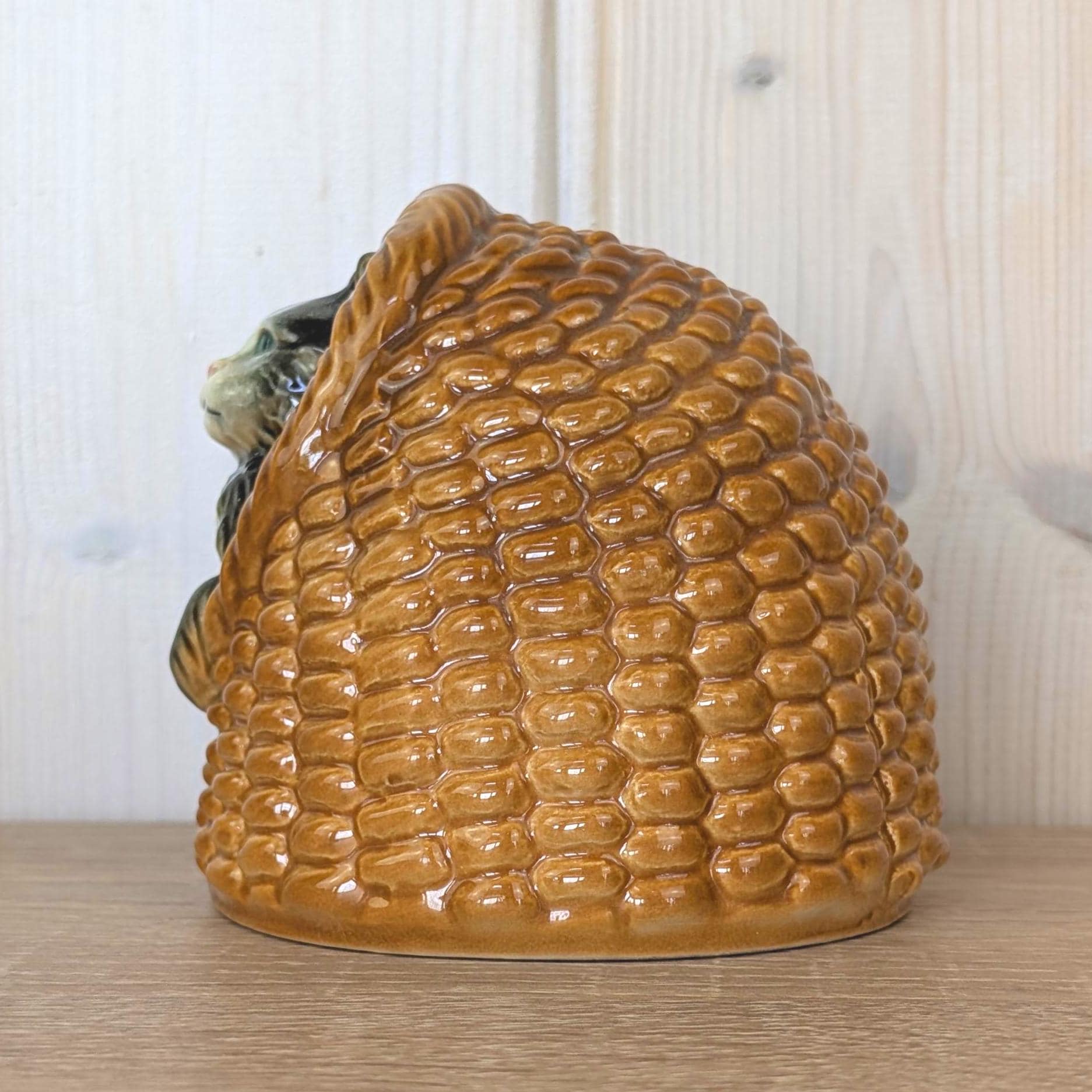 Goebel Cat in Basket Money Bank with Key, West Germany 1974, Ceramic Coin Bank, Vintage Figurine