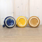 Set of 3 Scheurich 410-7 Mini Jug Vases, West Germany 1970s, Blue Yellow Brown, MCM Pottery