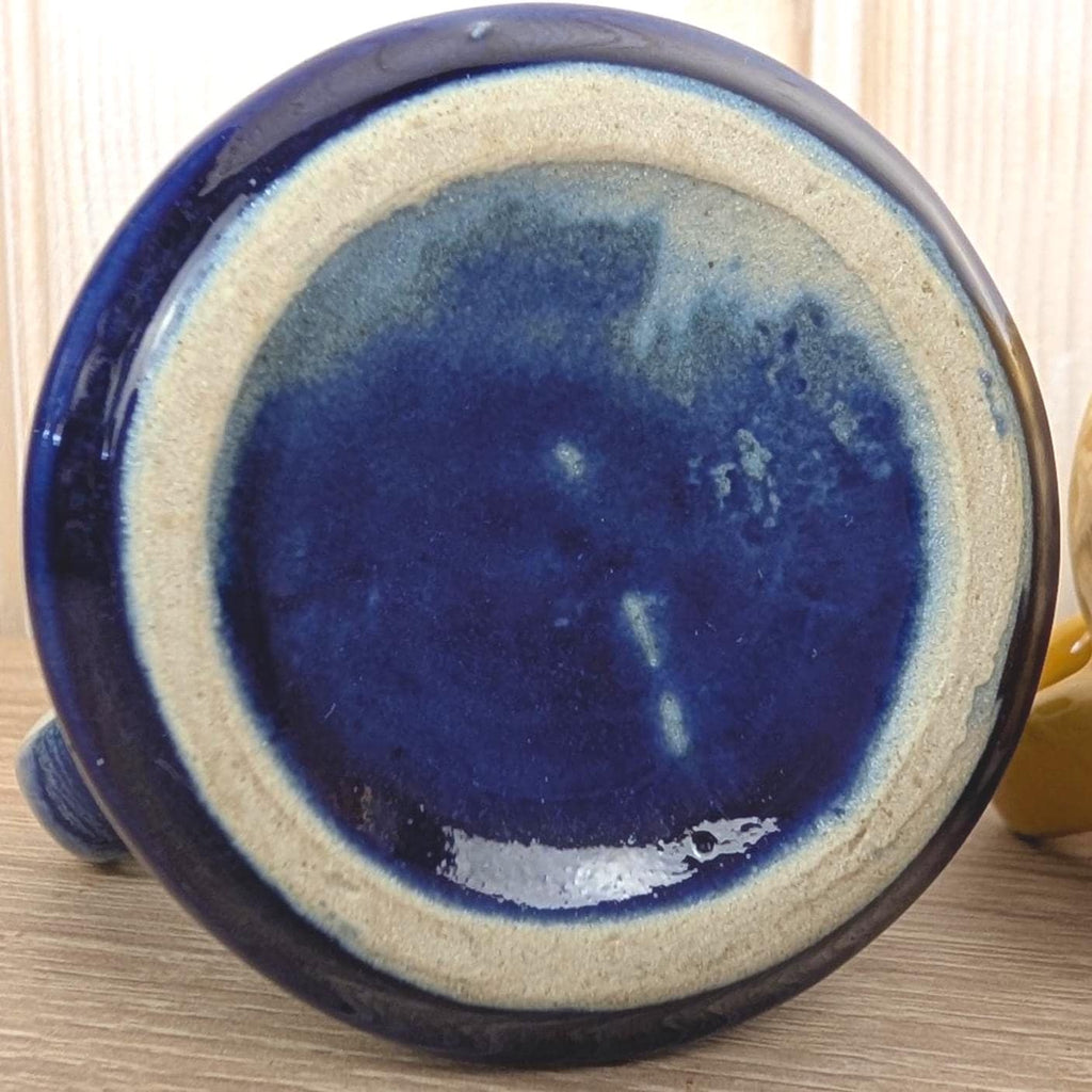 Set of 3 Scheurich 410-7 Mini Jug Vases, West Germany 1970s, Blue Yellow Brown, MCM Pottery