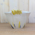 Studio Pottery Hen Bowl, Signed Handmade Ceramic Chicken, Yellow Navy Folk Art, Vintage 1970s