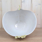 Studio Pottery Hen Bowl, Signed Handmade Ceramic Chicken, Yellow Navy Folk Art, Vintage 1970s