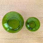 Belgian Green Glass Apothecary Jar Set of 2, Bubble Stopper, 1970s, Made in Belgium, MCM Kitchen