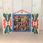 Peruvian retablo folk art, musicians scene, Ayacucho style, hand painted, 1970s