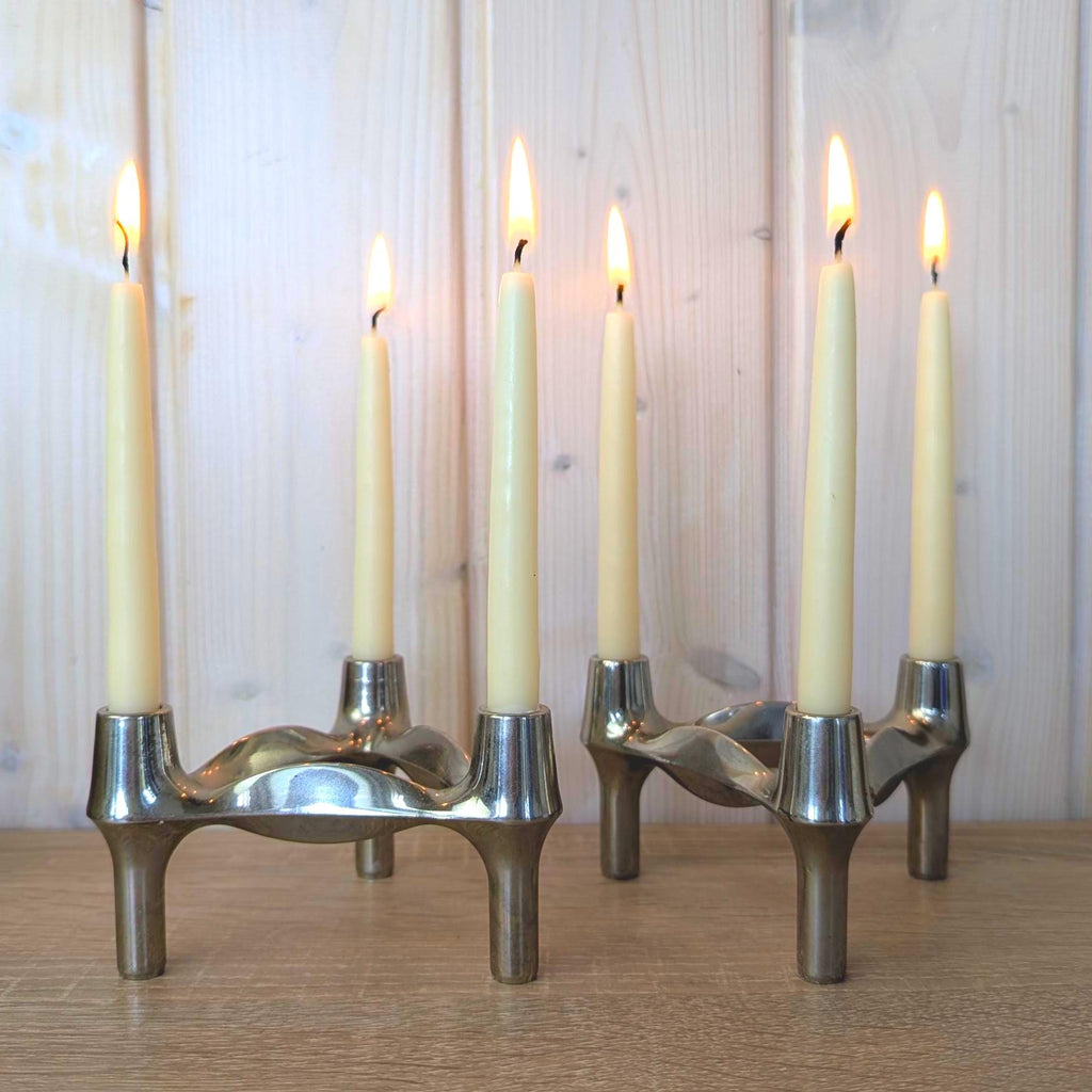 BMF Nagel S-22 Modular Candle Holder, Werner Stoff Hans Nagel, West Germany, 1970s, Stackable Chrome MCM, Stoff Nagel Design Classic