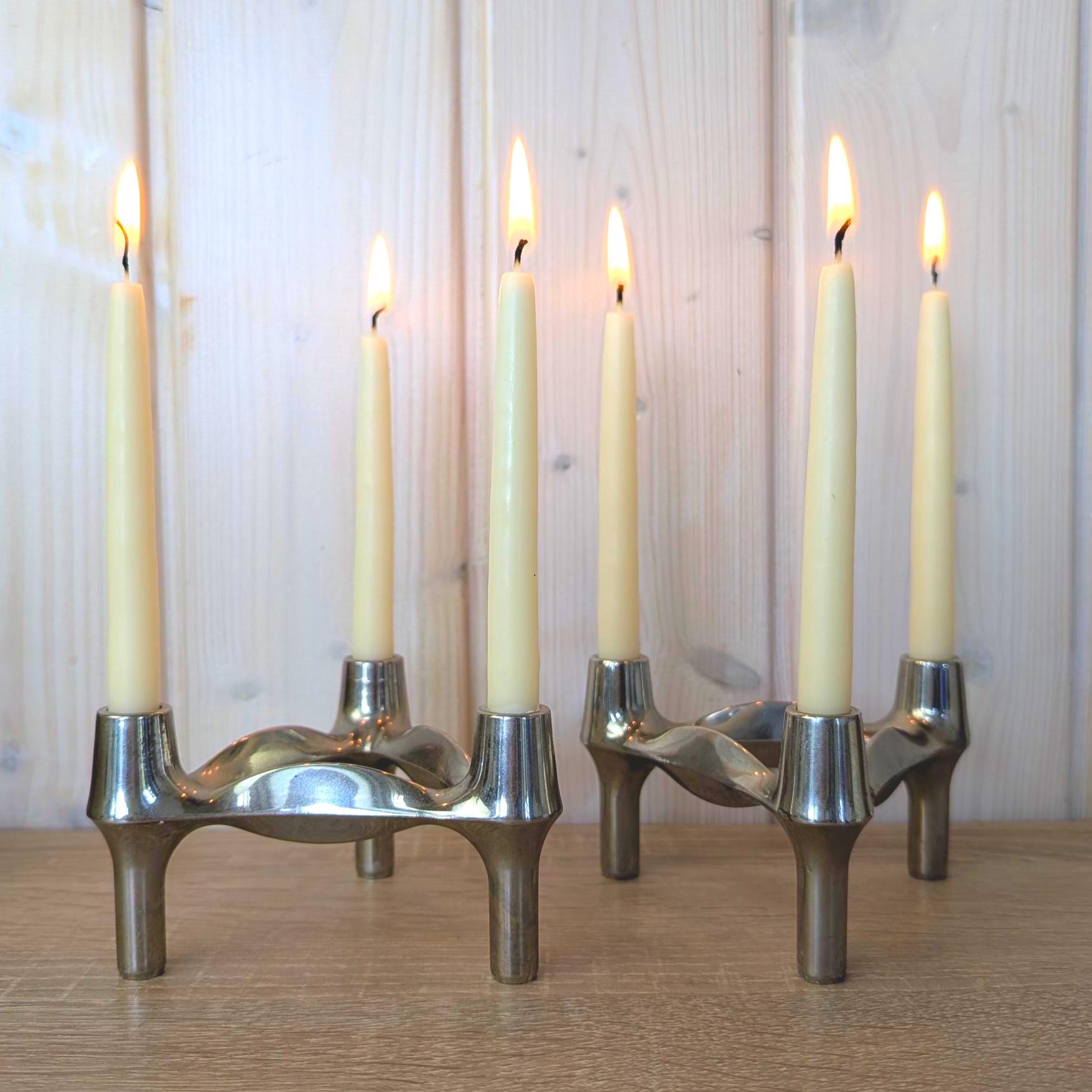 BMF Nagel S-22 Modular Candle Holder, Werner Stoff Hans Nagel, West Germany, 1970s, Stackable Chrome MCM, Stoff Nagel Design Classic