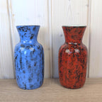 Maltese hand painted ceramic vase, fish motif, 1960s, choose blue or red glaze