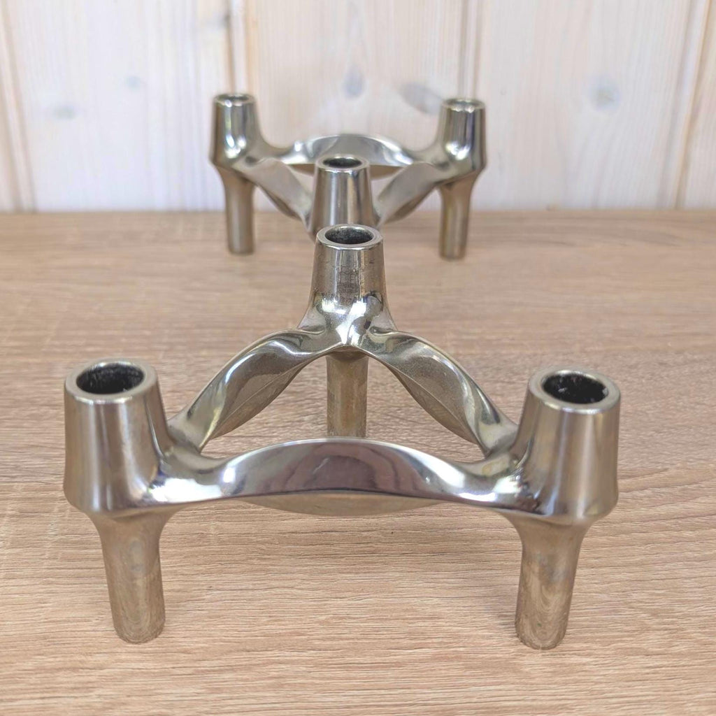 BMF Nagel S-22 Modular Candle Holder, Werner Stoff Hans Nagel, West Germany, 1970s, Stackable Chrome MCM, Stoff Nagel Design Classic