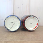 Maltese hand painted ceramic vase, fish motif, 1960s, choose blue or red glaze