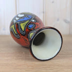 Maltese hand painted ceramic vase, fish motif, red glaze, 1960s, model 518
