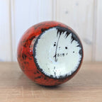 Maltese hand painted ceramic vase, fish motif, red glaze, 1960s, model 518