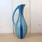 Maltese ceramic pitcher, seahorse relief, blue glaze, 1960s, model 83