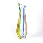 Fr Zemek Art Glass Vase Czech, Mid Century Modern Glass, Sommerso Style Blue Green Amber Tall Vase