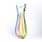 Fr Zemek Art Glass Vase Czech, Mid Century Modern Glass, Sommerso Style Blue Green Amber Tall Vase