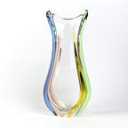 Fr Zemek Art Glass Vase Czech, Mid Century Modern Glass, Sommerso Style Blue Green Amber Tall Vase