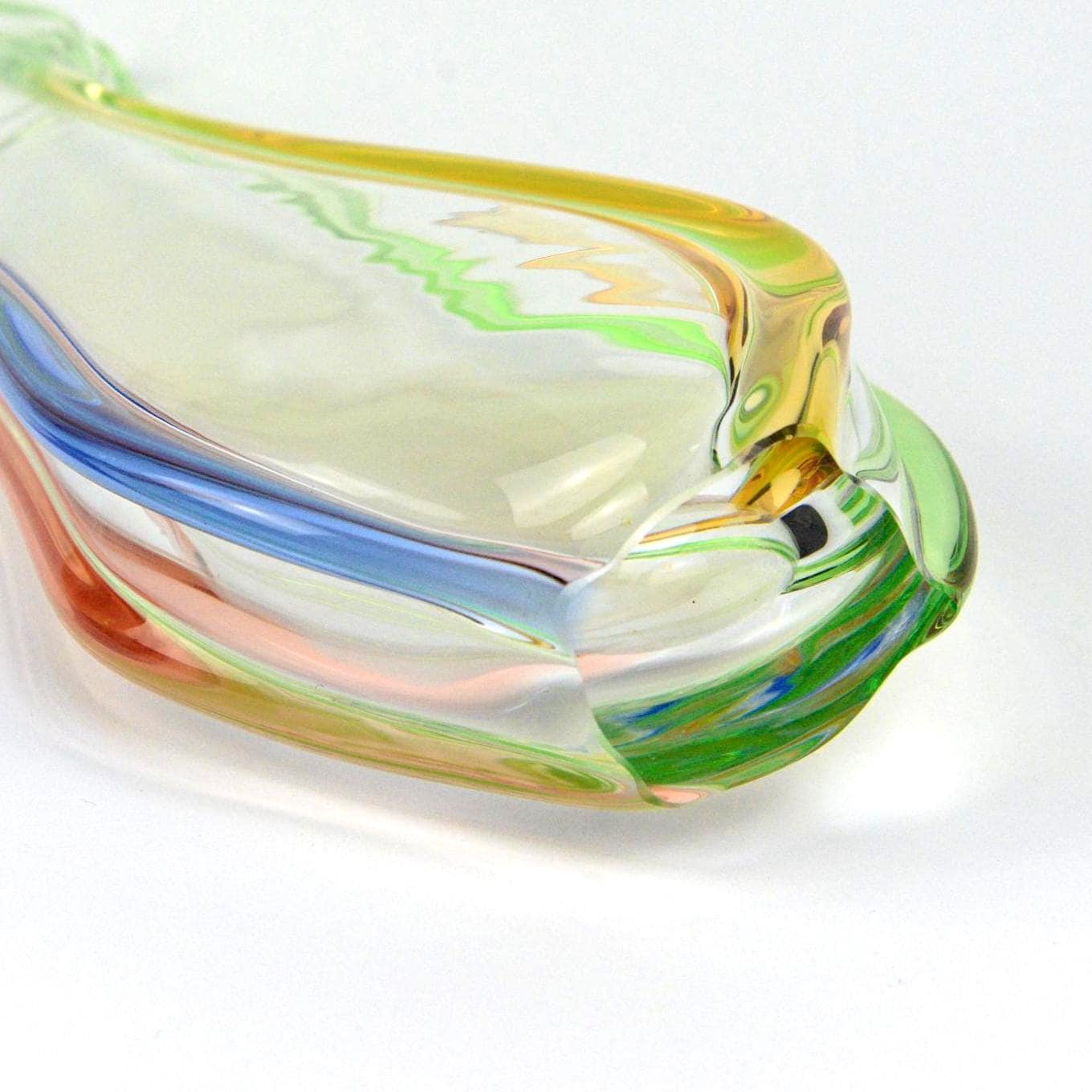 Fr Zemek Art Glass Vase Czech, Mid Century Modern Glass, Sommerso Style Blue Green Amber Tall Vase