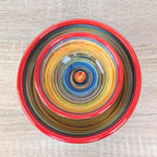 Alfasur Ceramica Spain Hand Painted Multicolor Swirl Bowl Set, 2 Sizes, 1980s Spanish Pottery