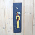 Arno Kiechle Enamel Wall Plaque Geisha Kimono Swallows, West Germany, 1950s Ceramic Art