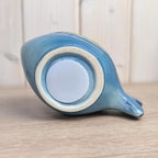 Maltese ceramic fish money bank, blue green glaze, relief scales, 1960s, coin slot