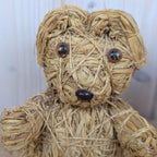 Handmade Raffia Straw Teddy Bear, Natural Folk Art Bear Figurine, Boho Home Decor, 1980s, Choose Size