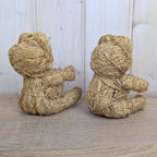 Handmade Raffia Straw Teddy Bear, Natural Folk Art Bear Figurine, Boho Home Decor, 1980s, Choose Size