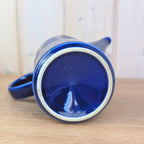 Coffee pot and Tea pot set, Kahla Duett, cobalt blue porcelain, circle relief, GDR East Germany, 1960s 1970s