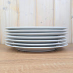 Dinner Plates set of 7, Kahla Duett , white porcelain, circle relief rim, GDR East Germany, 1960s 1970s