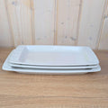Serving Platters set of 3, Kahla Duett  white porcelain, circle relief, GDR East Germany, 1960s 1970s