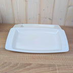 Serving Platters set of 3, Kahla Duett  white porcelain, circle relief, GDR East Germany, 1960s 1970s