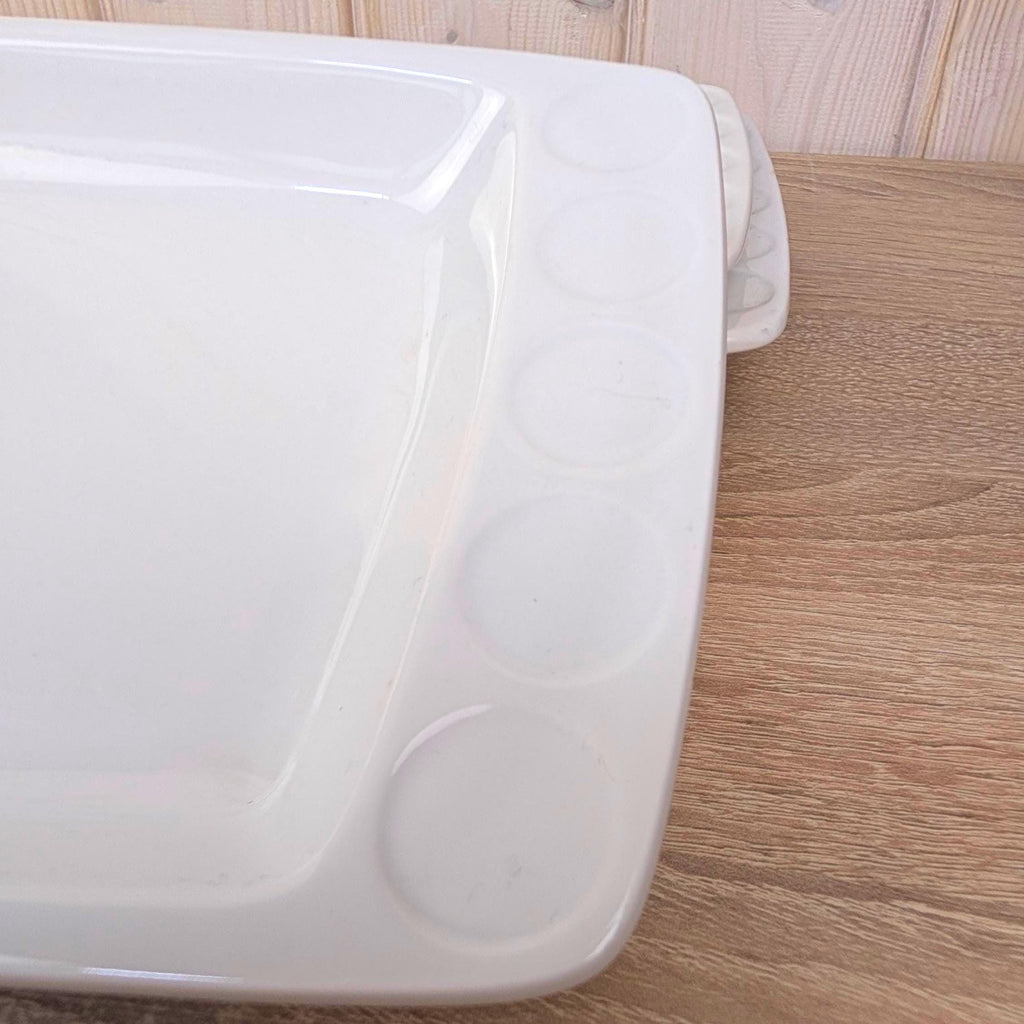 Serving Platters set of 3, Kahla Duett  white porcelain, circle relief, GDR East Germany, 1960s 1970s