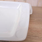 Serving Platters set of 3, Kahla Duett  white porcelain, circle relief, GDR East Germany, 1960s 1970s