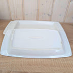 Serving Platters set of 3, Kahla Duett  white porcelain, circle relief, GDR East Germany, 1960s 1970s