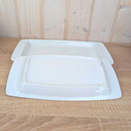 Serving Platters set of 3, Kahla Duett  white porcelain, circle relief, GDR East Germany, 1960s 1970s