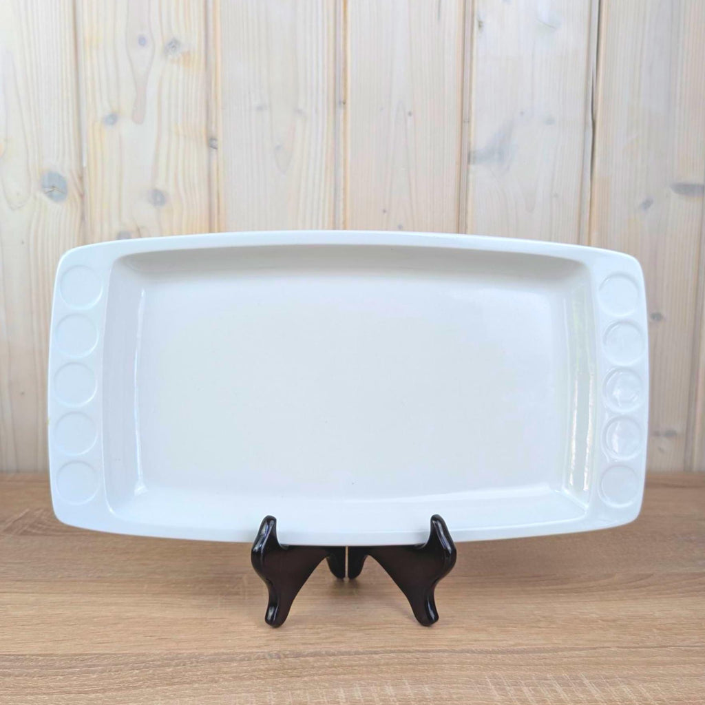 Serving Platters set of 3, Kahla Duett  white porcelain, circle relief, GDR East Germany, 1960s 1970s
