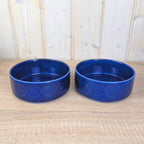 Bowls Set of 3, Kahla Duett, cobalt blue porcelain, circle relief, GDR East Germany, 1960s 1970s