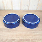 Bowls Set of 3, Kahla Duett, cobalt blue porcelain, circle relief, GDR East Germany, 1960s 1970s