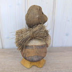 Coconut Shell Duck Figurine, Handmade Natural Fiber Folk Art, Boho Decor, 1980s