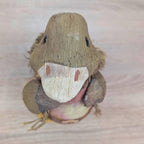 Coconut Shell Duck Figurine, Handmade Natural Fiber Folk Art, Boho Decor, 1980s