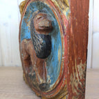 Zodiac Plaque Leo, Hand Carved Wood , Polychrome Relief Wall Panel, Folk Art, Lion Sign, 1960s