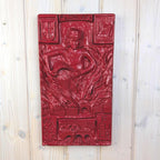 Saint Florian Wall Plaque, Ceramic Relief, Red Glazed, Patron Saint Firefighters, German Folk Art, Wasser Feuer