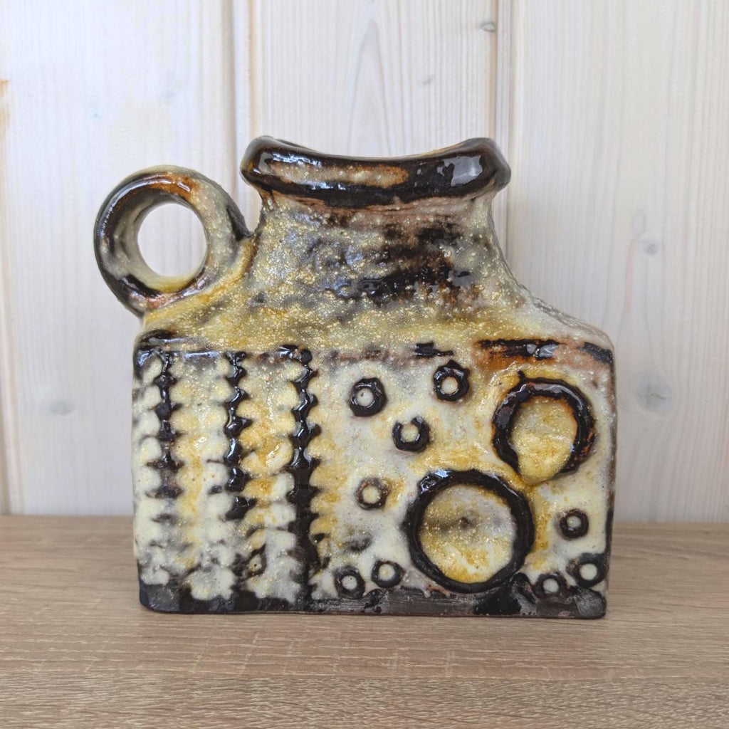 Carstens Tönnieshof Vase, Mooncrater, West German Pottery, Fat Lava Stoneware Jug, Relief Decor, Model 7808-15, 1970s