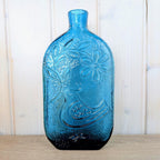 Wayne Husted Stelvia Empoli Glass Bottle, Teal Blue Bird of Peace Decanter, Italian MCM Art Glass, 1960s