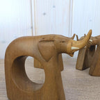 Napkin Rings Set of 4, Elephant Hand Carved Wood, African Folk Art, Boho Table Decor, 1970s