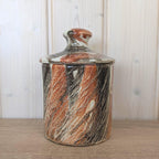 SC3 Italy Ceramic Lidded Jar, Marbled Agateware Glaze, Italian Studio Pottery, Tobacco Jar, 1960s