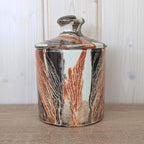 SC3 Italy Ceramic Lidded Jar, Marbled Agateware Glaze, Italian Studio Pottery, Tobacco Jar, 1960s