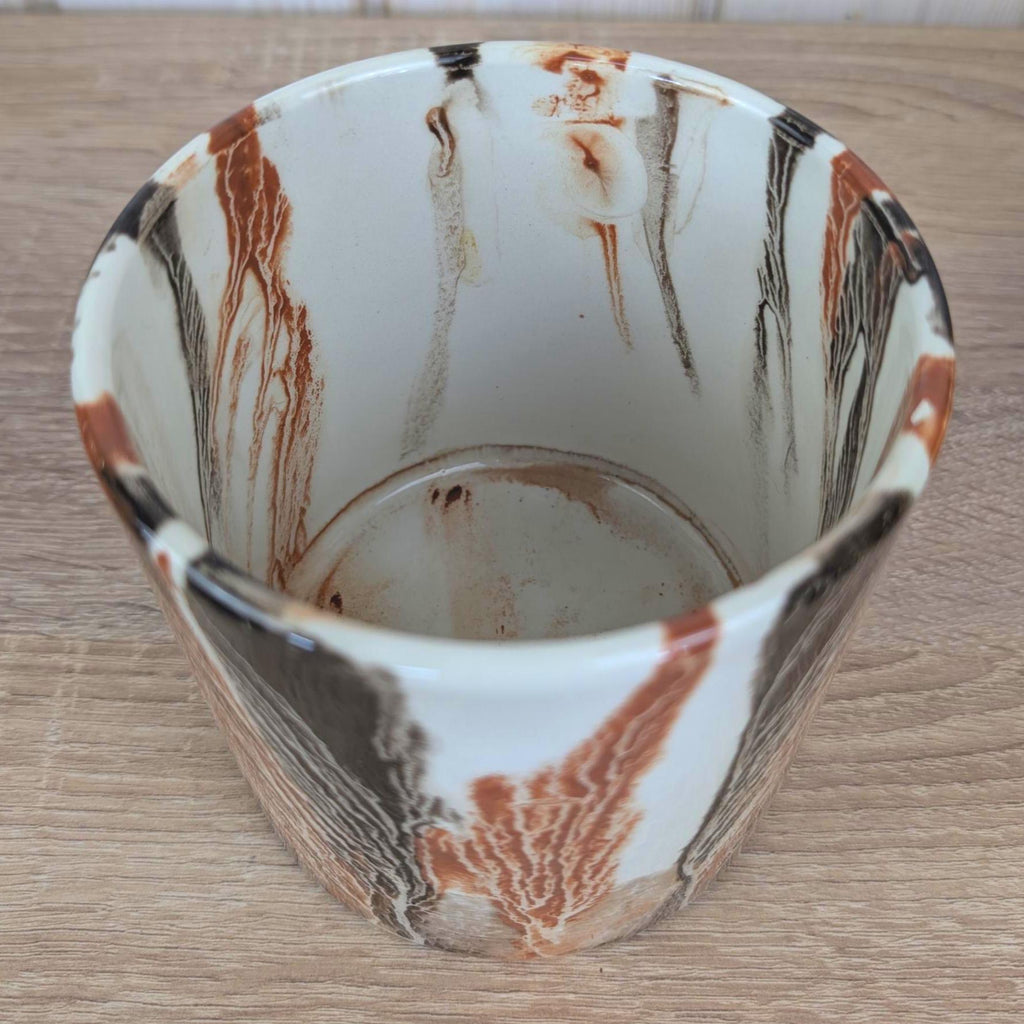 SC3 Italy Ceramic Lidded Jar, Marbled Agateware Glaze, Italian Studio Pottery, Tobacco Jar, 1960s