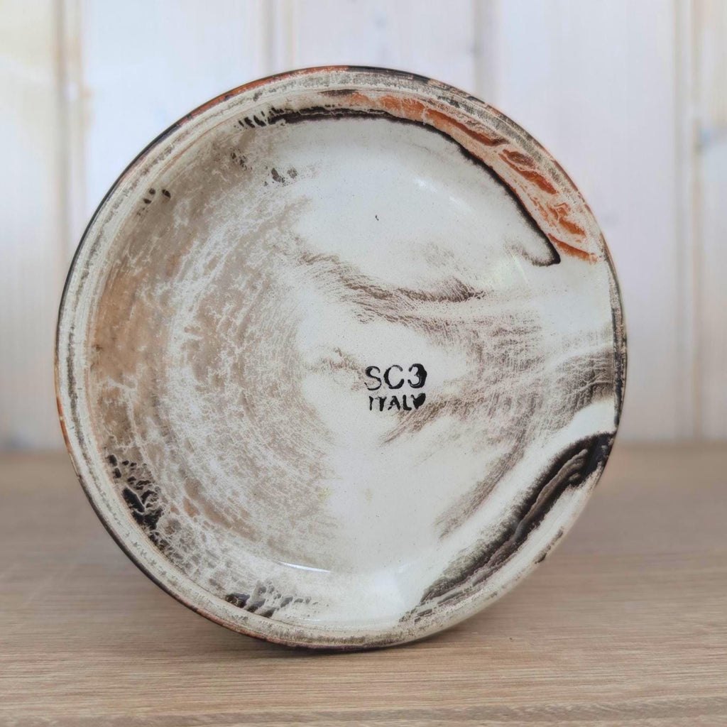 SC3 Italy Ceramic Lidded Jar, Marbled Agateware Glaze, Italian Studio Pottery, Tobacco Jar, 1960s
